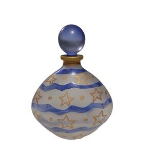 Royal Limited Crystal Perfume Bottle Blue & Gold Hand Painted Italy